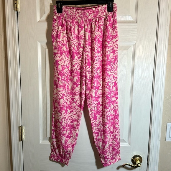 Amuse Tropical Print Pants Hot Pink Size Small - Picture 1 of 9